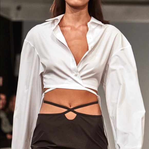 CHRISTOPHER ESBER CROPPED COTTON WRAP TOP, SZ AUS/8 US/4 WHITE - Picture 5 of 16